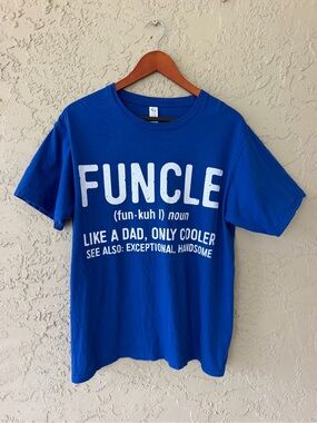 Funcle Like a Dad Only Cooler Blue Graphic T-Shirt Medium
